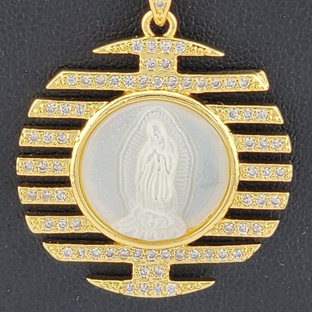 Brand New White Opal Virgen De Guadalupe Necklace